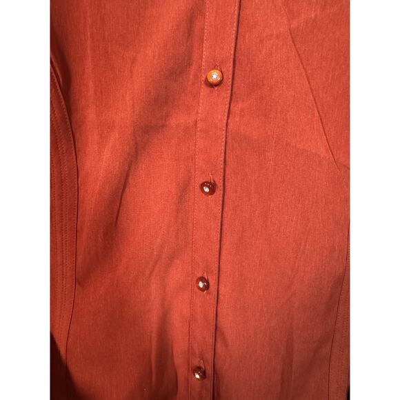 Cato women's long sleeve, rust colored, linen blend button down shirt, Size XXL - Picture 6 of 8